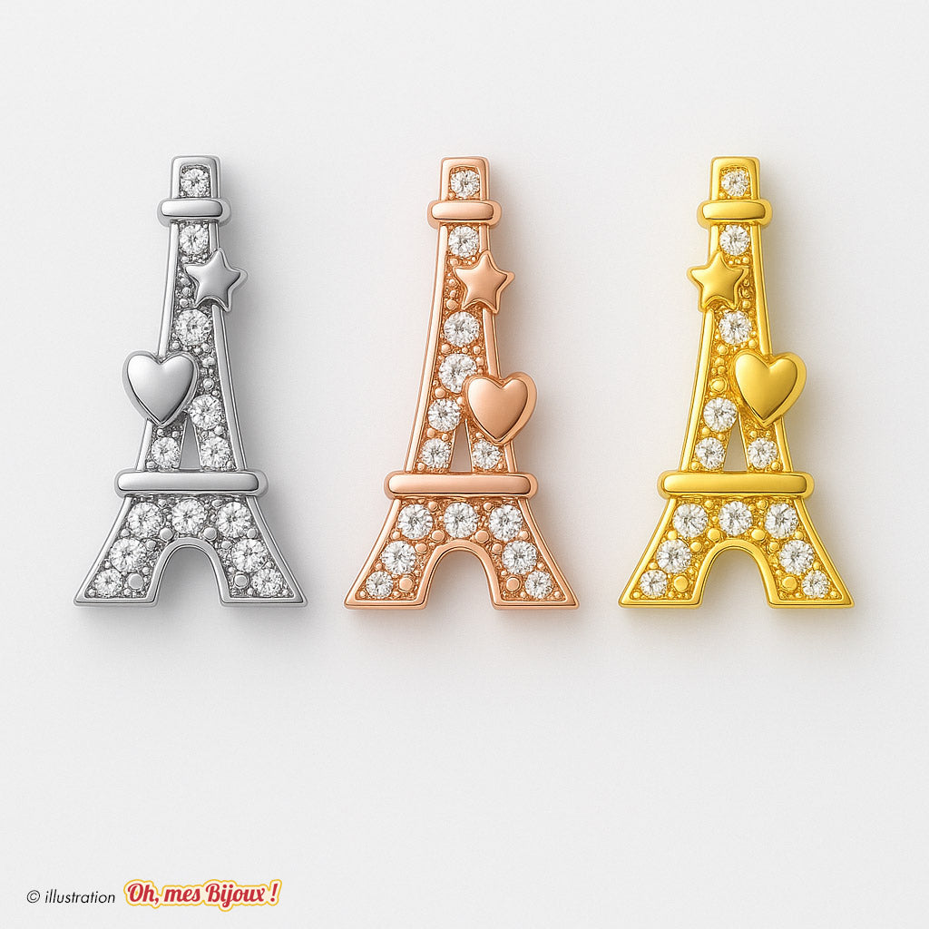 Boucles d’Oreilles Tour Eiffel (Cœur Étoile) avec Cristal Swarovski® Elements Oh, mes Bijoux !