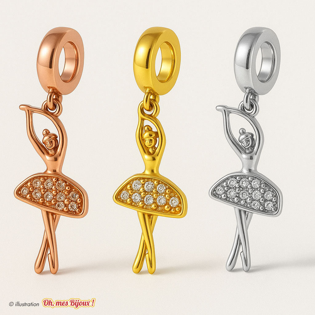 Charm Danseuse Ballerine avec Cristal Swarovski® Elements pour Bracelet Oh, mes Bijoux !