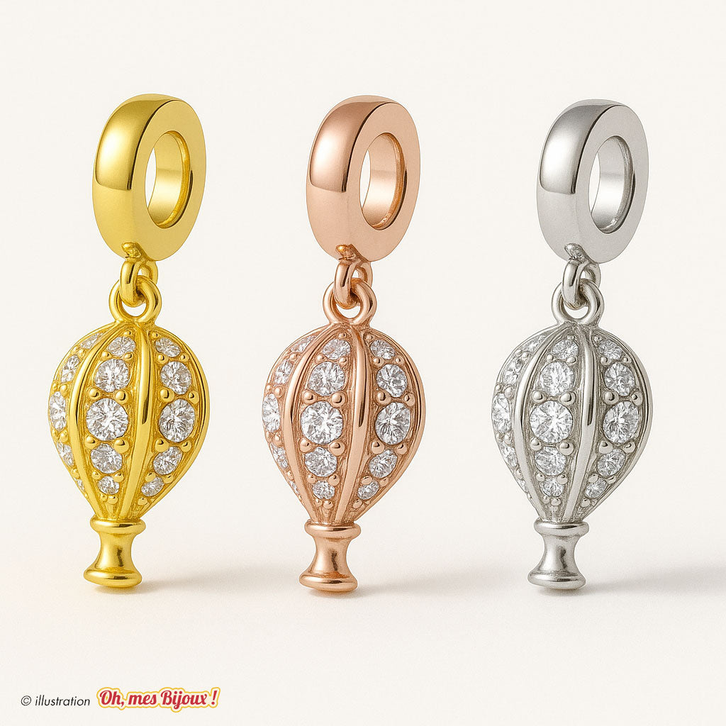 Charm Ballon Montgolfière avec Cristal Swarovski® Elements pour Bracelet Oh, mes Bijoux !