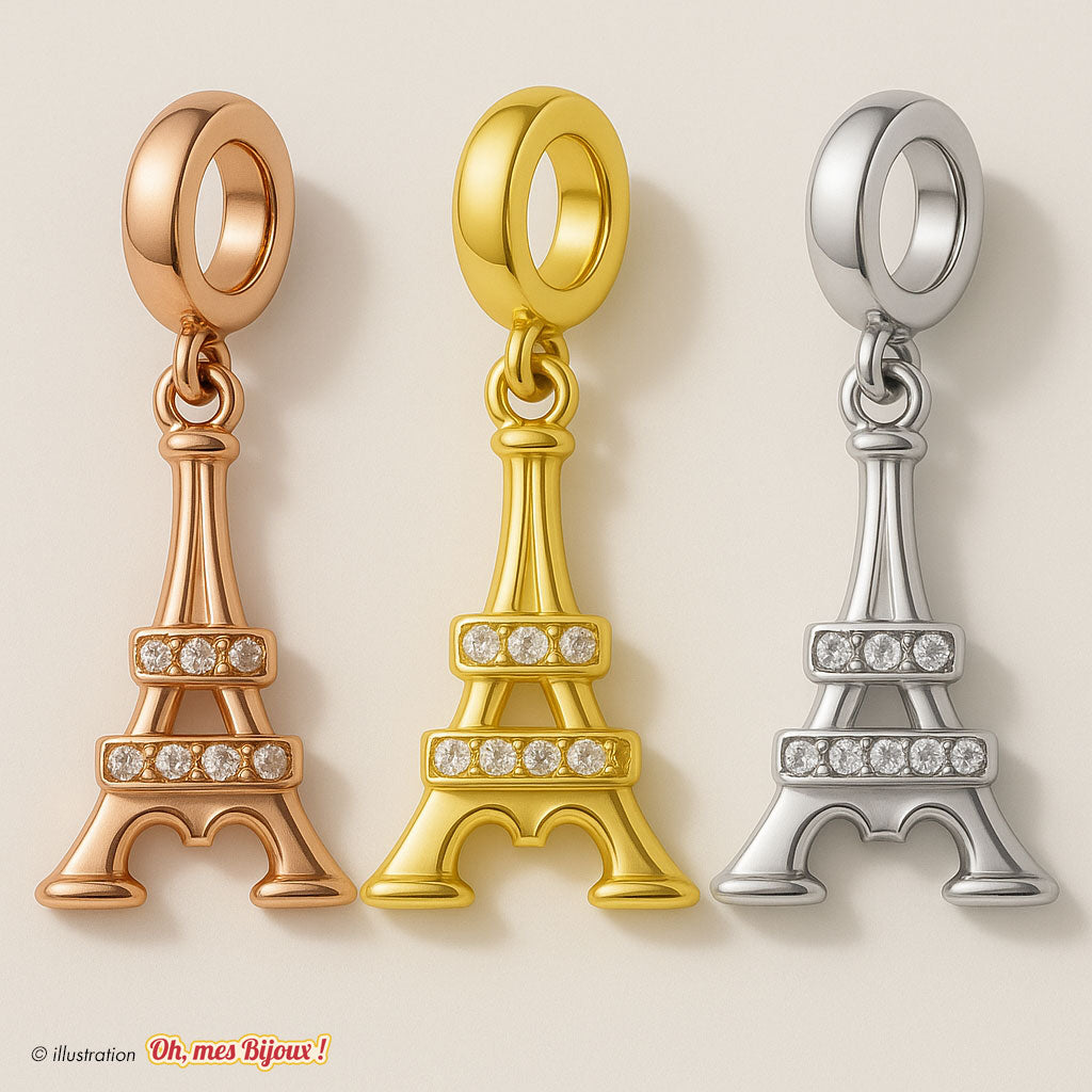 Charm Tour Eiffel Mickey avec Cristal Swarovski® Elements pour Bracelet Oh, mes Bijoux !