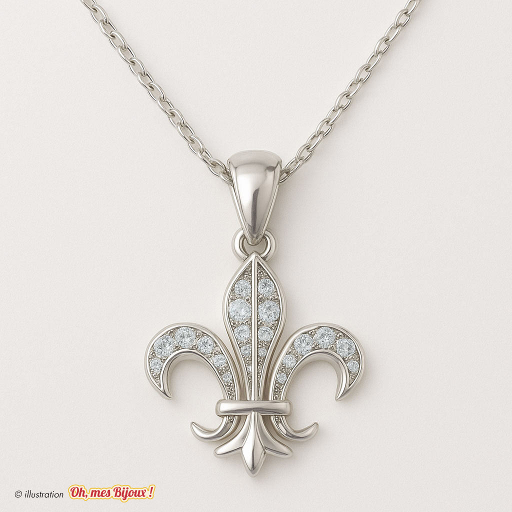 Collier avec Pendentif Fleur de Lys avec Cristal Swarovski® Elements Oh, mes Bijoux !