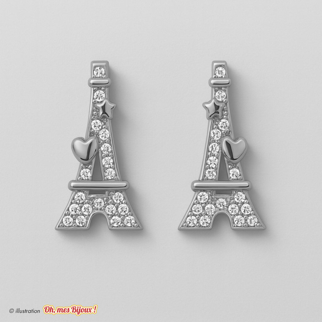 Boucles d’Oreilles Tour Eiffel (Cœur Étoile) avec Cristal Swarovski® Elements Oh, mes Bijoux !