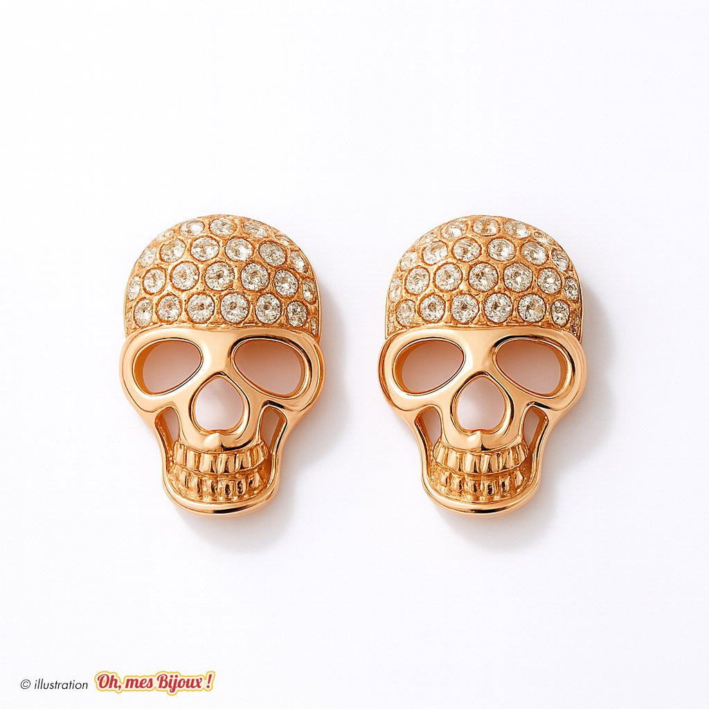 Boucles d'Oreilles Tête de Mort avec Cristal Swarovski® Elements Oh, mes Bijoux !
