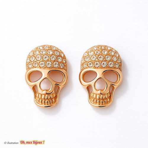 Boucles d'Oreilles Tête de Mort avec Cristal Swarovski® Elements Oh, mes Bijoux !