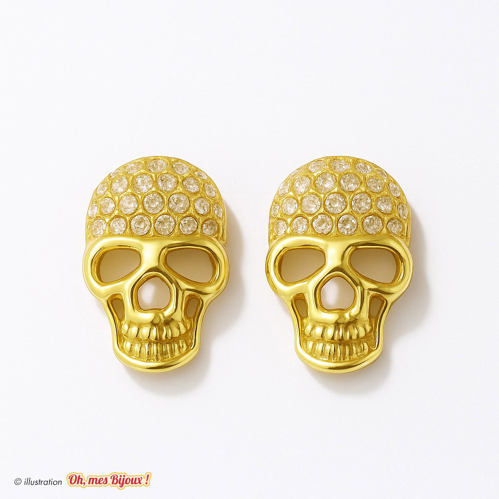 Boucles d'Oreilles Tête de Mort avec Cristal Swarovski® Elements Oh, mes Bijoux !