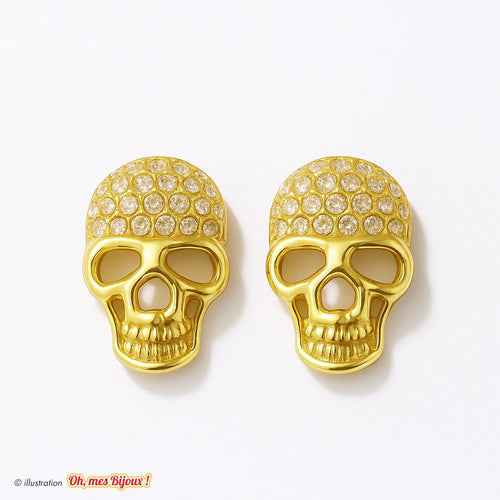 Boucles d'Oreilles Tête de Mort avec Cristal Swarovski® Elements Oh, mes Bijoux !