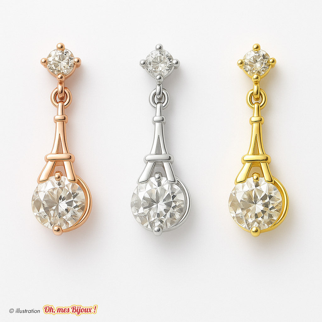 Boucles d’Oreilles Tour Eiffel avec Cristal Swarovski® Elements