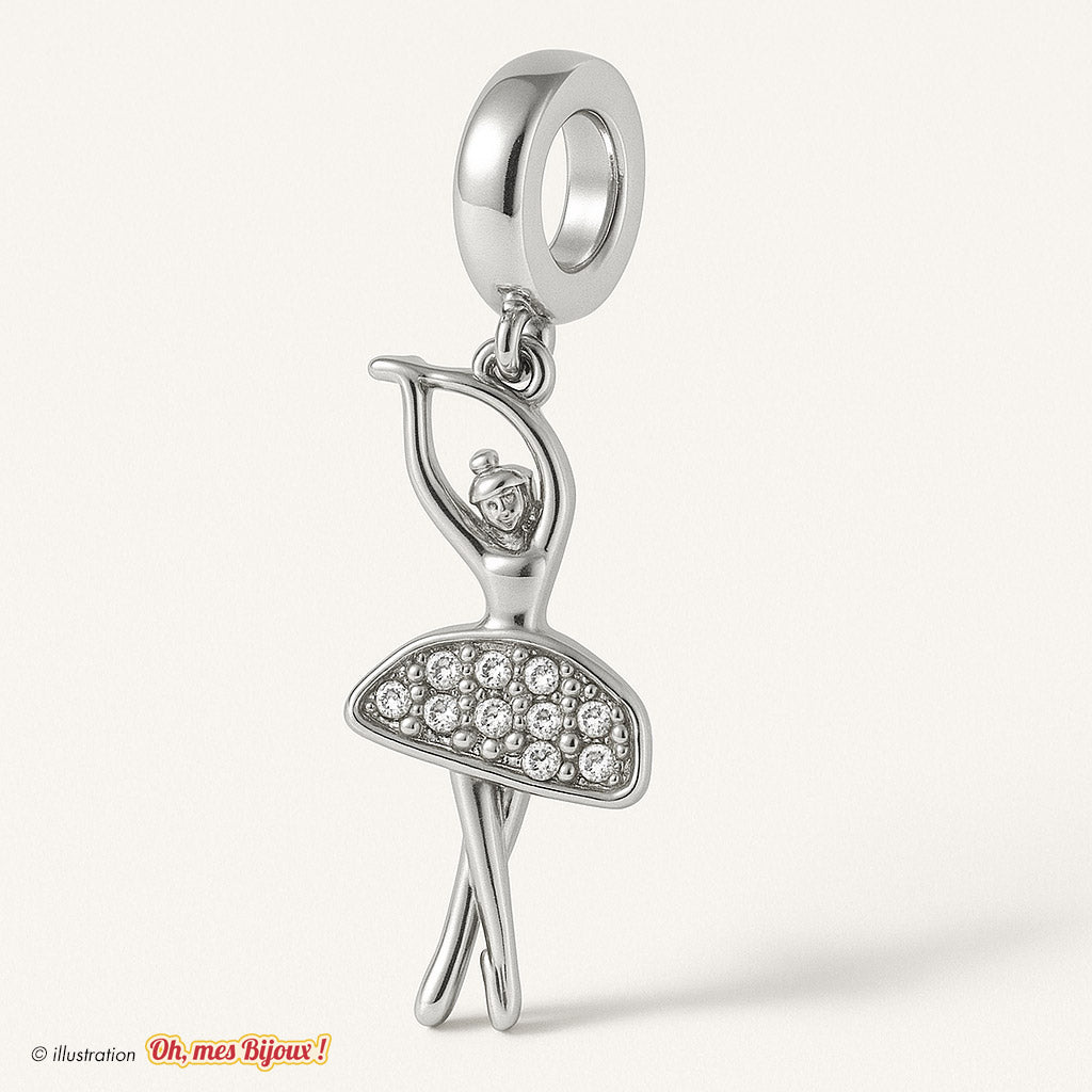 Charm Danseuse Ballerine avec Cristal Swarovski® Elements pour Bracelet Oh, mes Bijoux !