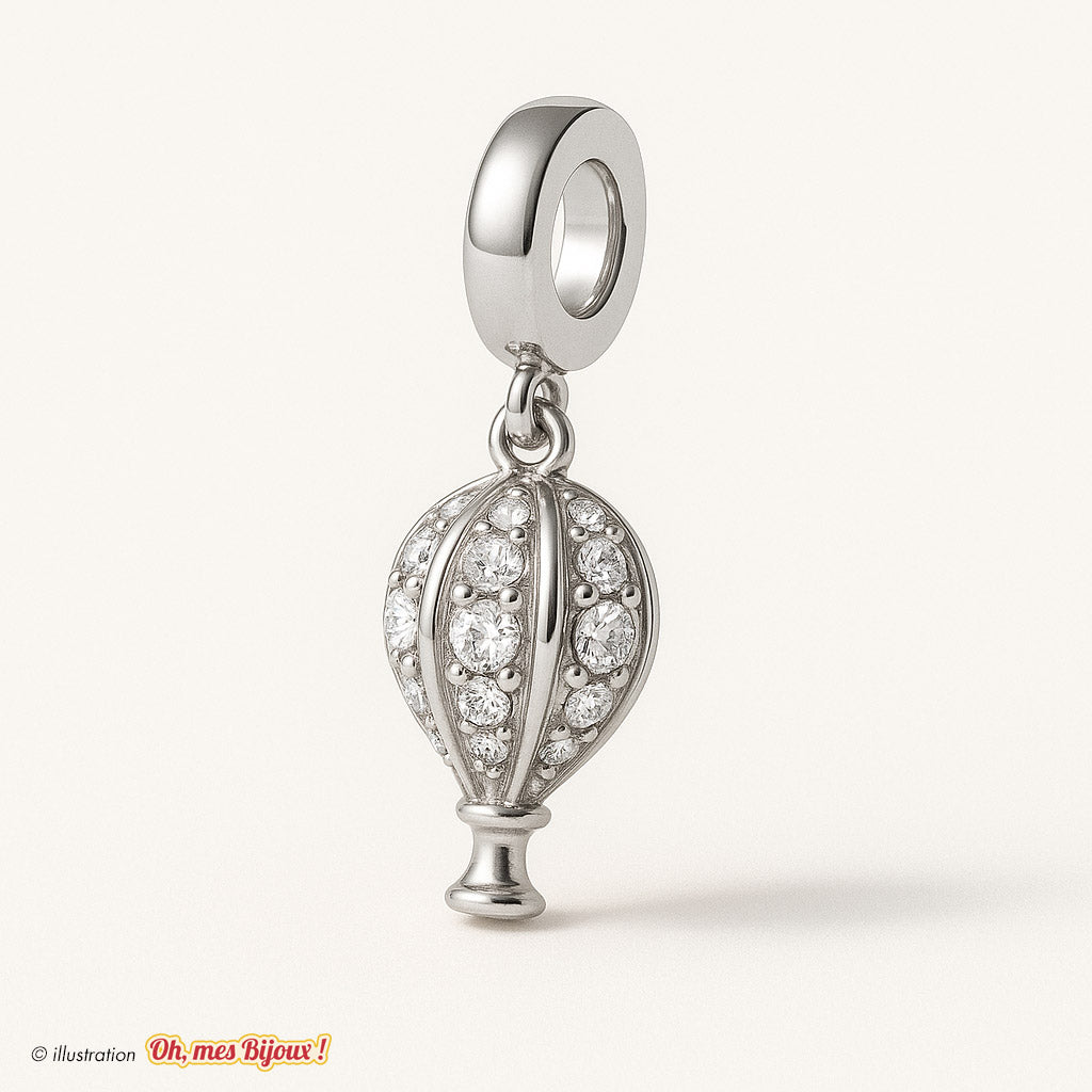Charm Ballon Montgolfière avec Cristal Swarovski® Elements pour Bracelet Oh, mes Bijoux !
