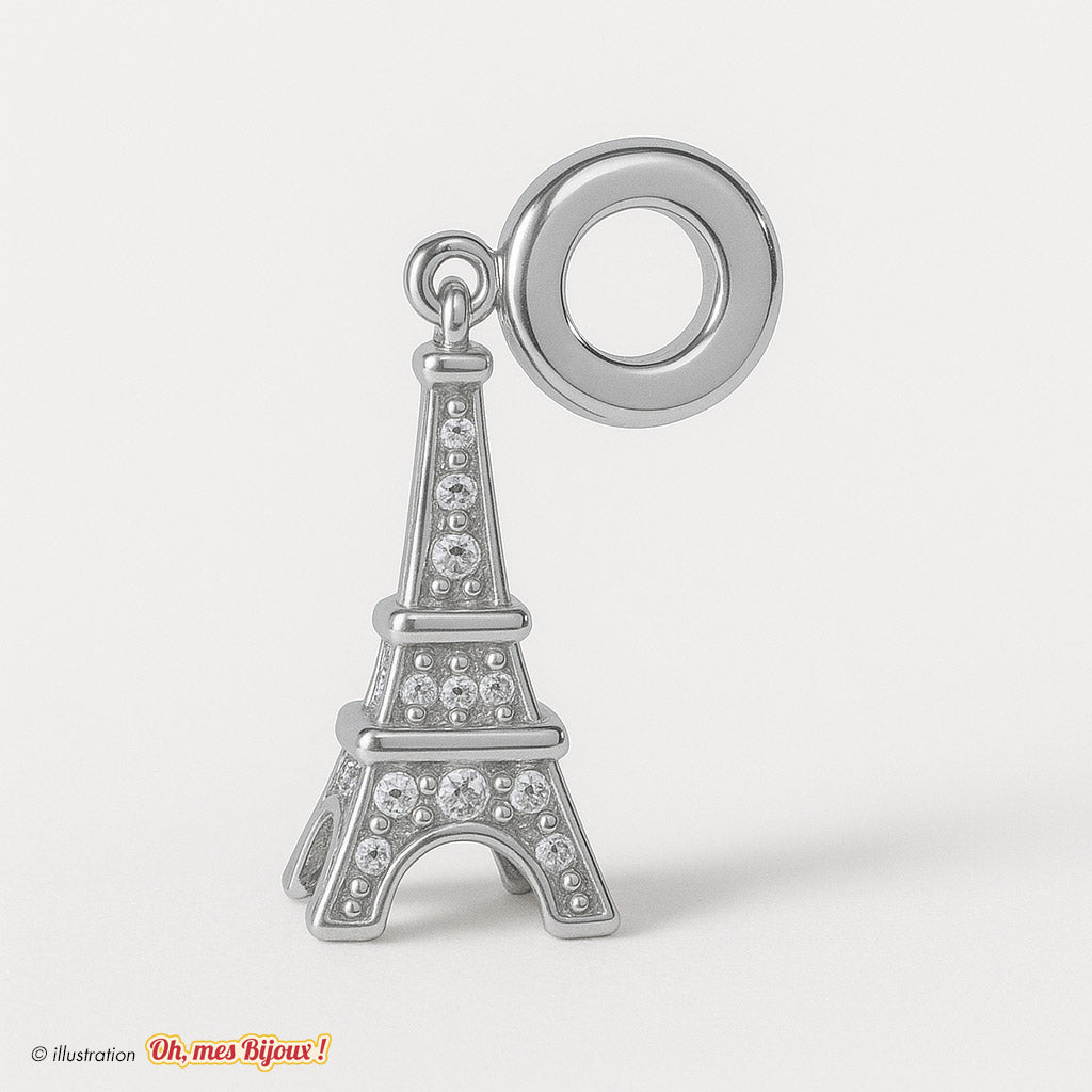 Charm Tour Eiffel 3D avec Cristal Swarovski® Elements pour Bracelet Oh, mes Bijoux !