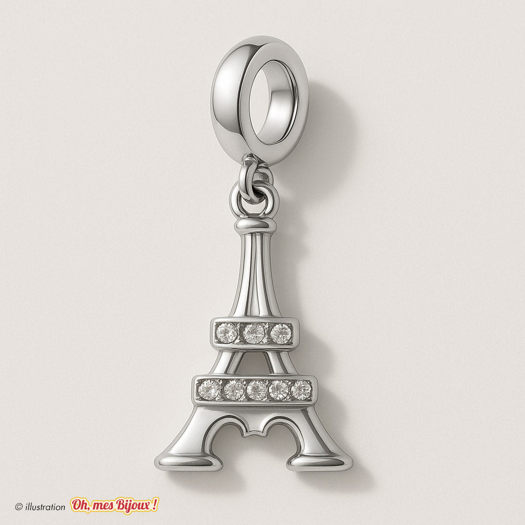 Charm Tour Eiffel Mickey avec Cristal Swarovski® Elements pour Bracelet Oh, mes Bijoux !