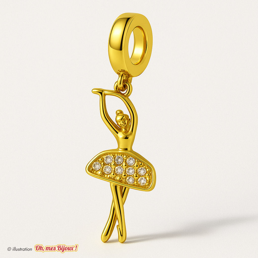 Charm Danseuse Ballerine avec Cristal Swarovski® Elements pour Bracelet Oh, mes Bijoux !