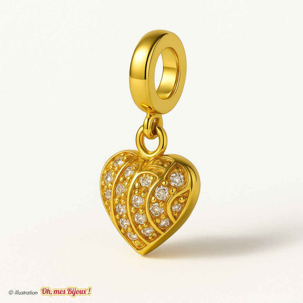 Charm Cœur 3D avec Cristal Swarovski® Elements pour Bracelet Oh, mes Bijoux !