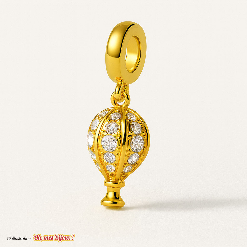 Charm Ballon Montgolfière avec Cristal Swarovski® Elements pour Bracelet Oh, mes Bijoux !
