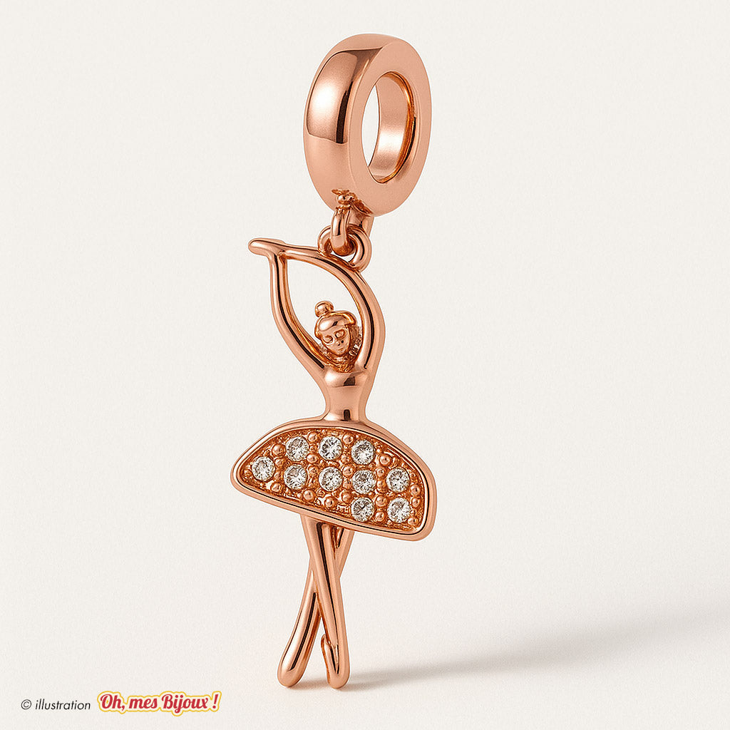 Charm Danseuse Ballerine avec Cristal Swarovski® Elements pour Bracelet Oh, mes Bijoux !