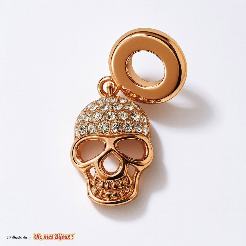 Charm Tête de Mort avec Cristal Swarovski® Elements pour Bracelet