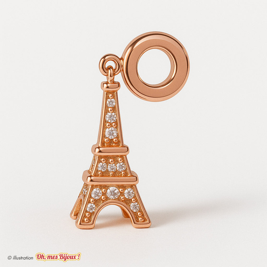 Charm Tour Eiffel 3D avec Cristal Swarovski® Elements pour Bracelet Oh, mes Bijoux !