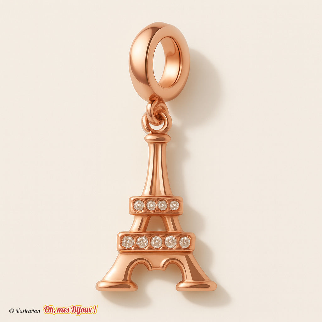 Charm Tour Eiffel Mickey avec Cristal Swarovski® Elements pour Bracelet Oh, mes Bijoux !