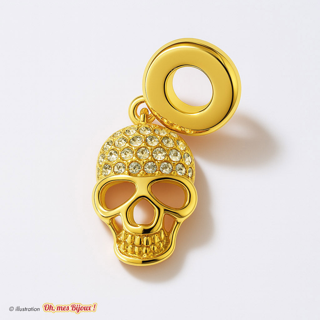 Charm Tête de Mort avec Cristal Swarovski® Elements pour Bracelet