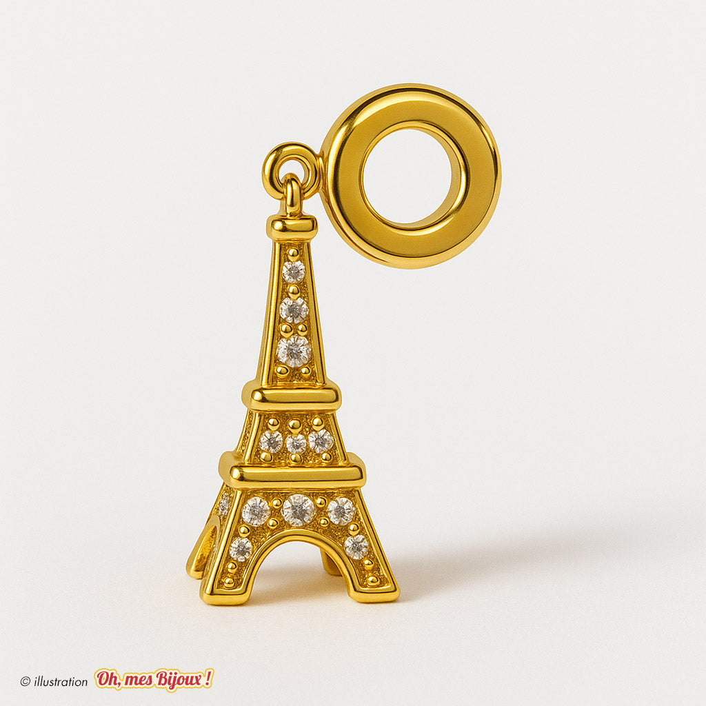 Charm Tour Eiffel 3D avec Cristal Swarovski® Elements pour Bracelet Oh, mes Bijoux !