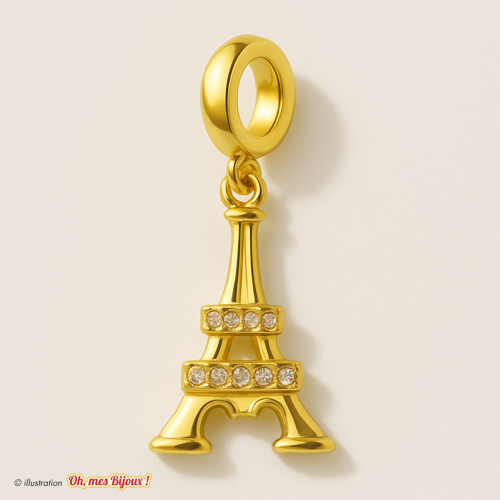 Charm Tour Eiffel Mickey avec Cristal Swarovski® Elements pour Bracelet Oh, mes Bijoux !