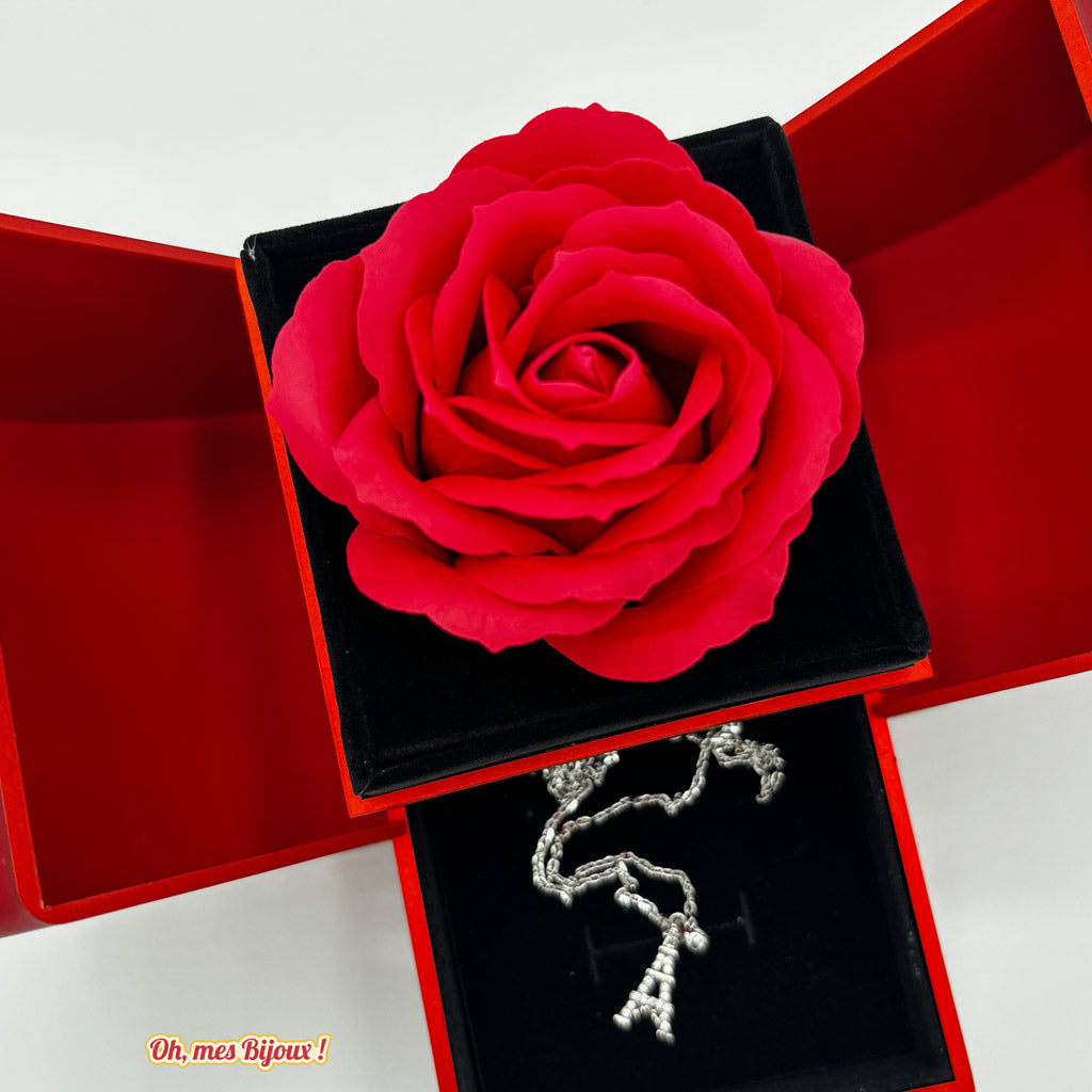 Coffret Cœur avec Rose Éternelle et Tiroir à Bijoux Oh, mes Bijoux !