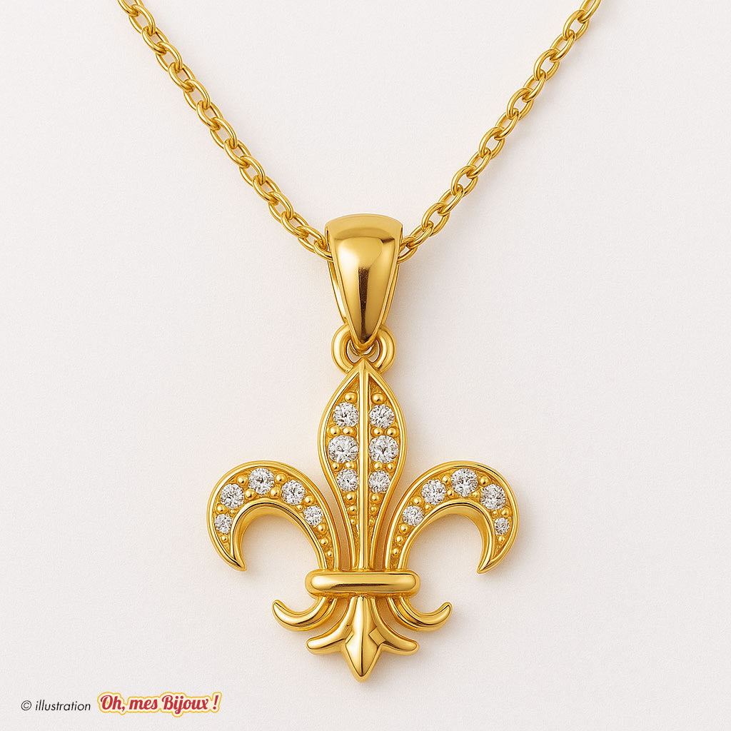 Collier avec Pendentif Fleur de Lys avec Cristal Swarovski® Elements Oh, mes Bijoux !