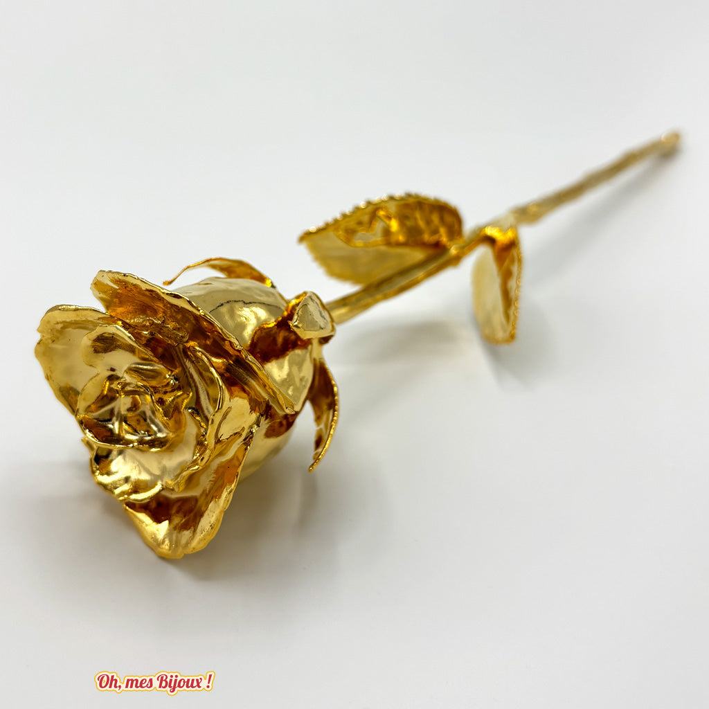 Rose Éternelle Naturelle Plaquée Or 99,9% avec Coffret Cœur Luxe Oh, mes Bijoux !